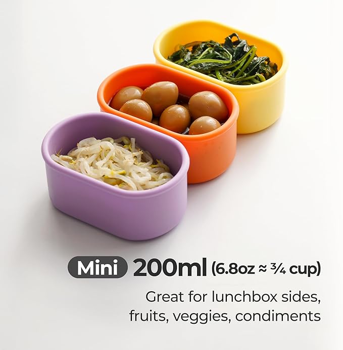Premium Korean-Made Silicone Airtight Food Container with Steam Vent – BPA Free, Leakproof, Microwave & Freezer Safe Meal Prep. & Leftovers Storage (Violet, 7 floz)