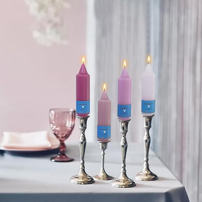 Handmade Unscented Taper Candles Long Lasting Burn Candles Gradient Purple Candles 5inch Short Candlesticks Elegant Design for Home Décor Weddings Festive Seasons