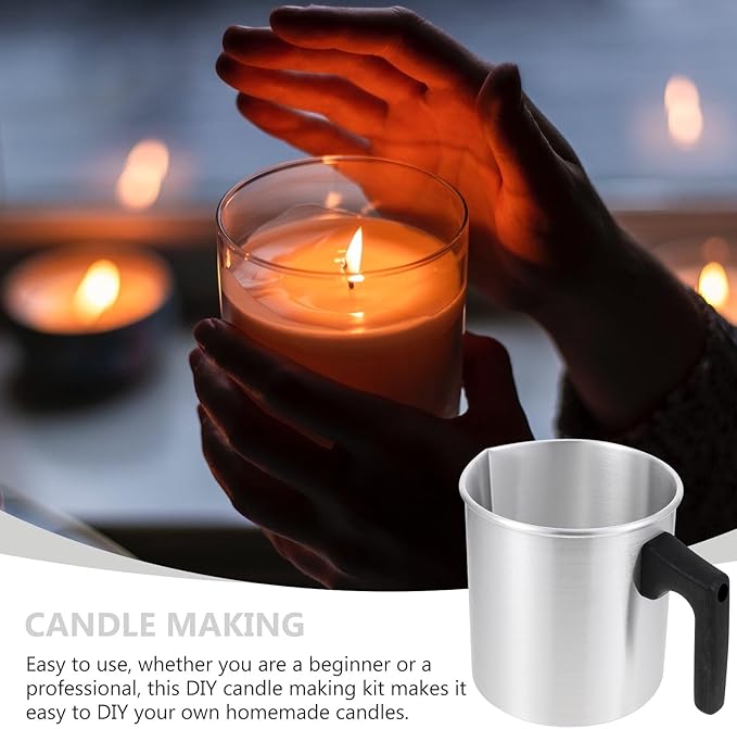 DRESSOOS Stainless Steel Candle Making Pot with Dripless Pouring Spout DIY Scented Candle Kit for Beginners and Adults Wax Melting Pitcher for Crafting and Random Color