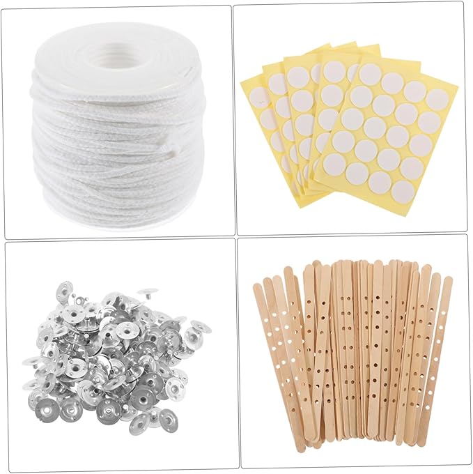 STOBOK DIY Candle Making Kit Candle Wicks with Holders and Stickers for Craft Projects Home Decor