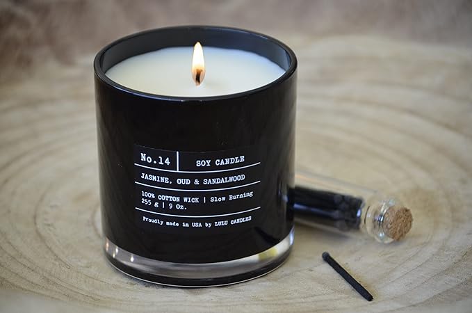 Lulu Candles | Patchouli Sandalwood | Smells Like Wood & Musk | Luxury Scented Soy Jar Candle | Hand Poured in The USA | Highly Scented Long Lasting (9 Oz.)