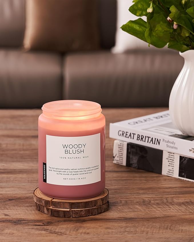 M&SENSE Large Rose Oud Soy Candles, 19.4oz Natural Soy Wax, 110-Hour Long Lasting Slow Burning, Scented Candles Non Toxic, Romantic Floral Smelling for Mom, Aromatherapy Gifts for Relaxing Spa