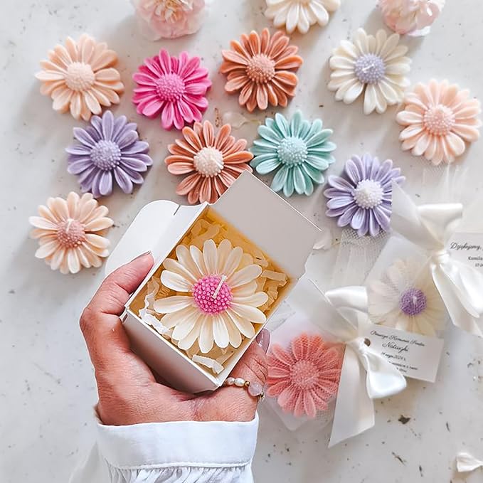 9 PCS Flower Candle Resin Molds,3D Heart Rose Tulip Daisy Peony Silicone Molds for Candle Soap Chocolate Making Valentine Mother Day Silicone Mold Rosas Silicona para Velas