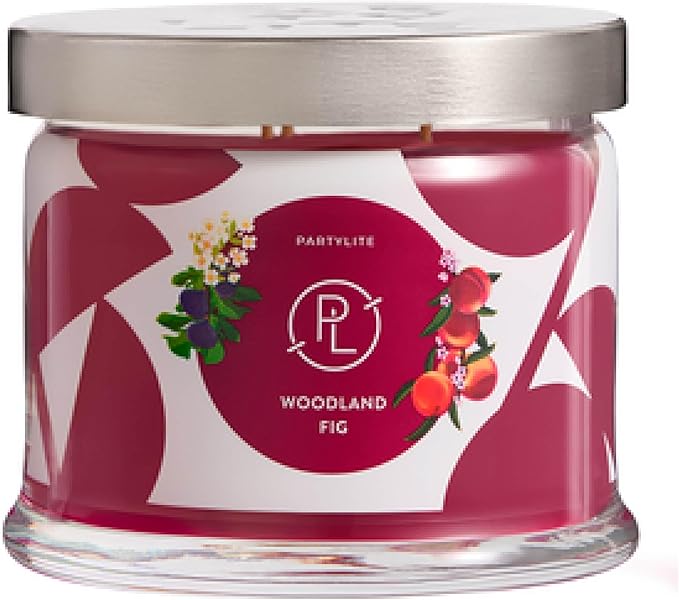 PartyLite 3-Wick Jar Candle, Highly Fragranced Clean Burning Glass Candle, 25-45 Hours Burn Time (Woodland Fig)