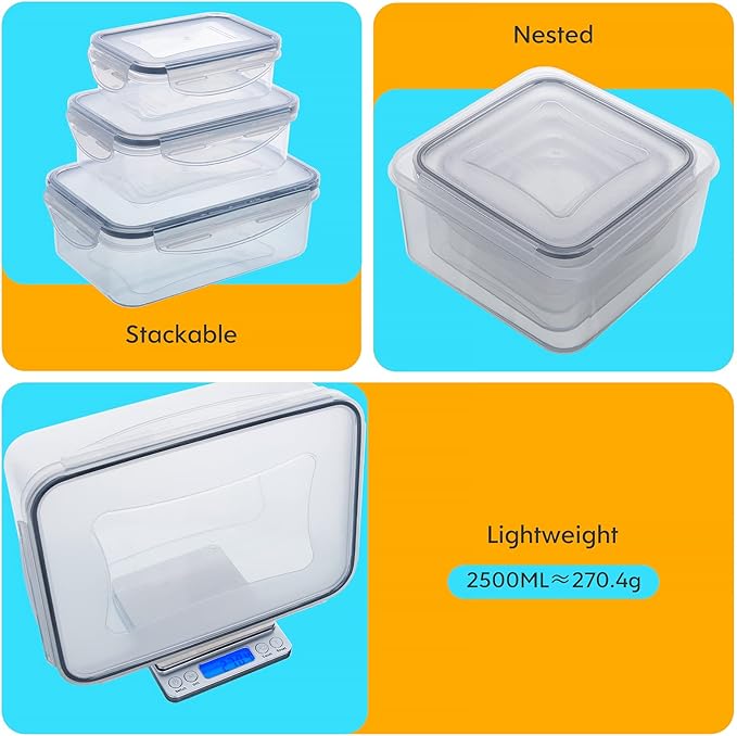 44 PCS Food Storage Container with Lid (22 Lids & 22 Containers) - Leakproof Meal-Prep Containers for Kitchen Storage Reusable Plastic Microwave/Dishwasher Safe with Labels & Pen