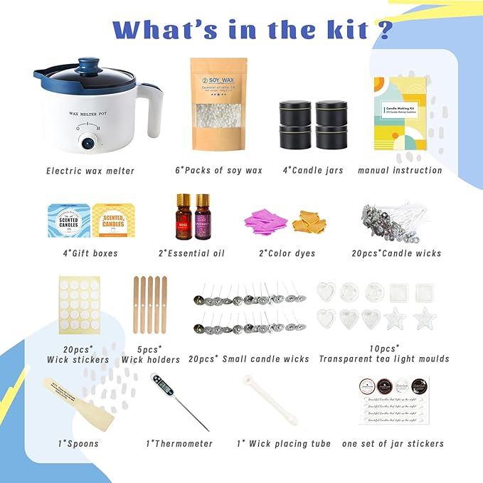 Candle Making Kit for Adults, Scented Candle Maker Set and Tealight Cups, Premium Wax Melts Pot Kit to Make Your Own