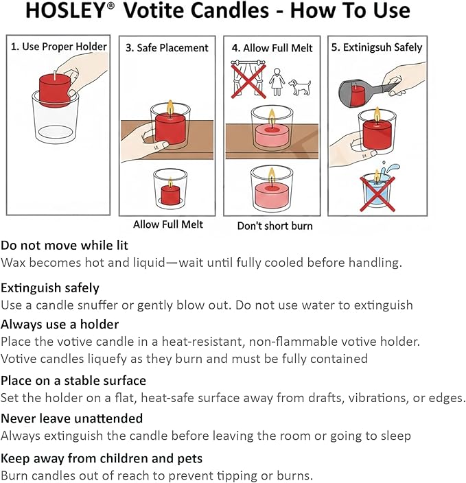 Hosley Set of 30 Unscented White Votive Candles – Bulk Pack, Clean-Burning, Long-Lasting 10-12 Hour Burn Time – Ideal for Weddings, Home Décor, Spa, and Events