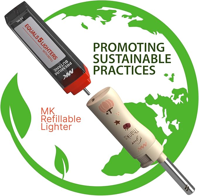 MK Lighter Collector’s Edition Refillable Candle – Multipurpose Jet Flame Butane with Long Wand for Indoor & Outdoor Use Gift Couples Friends Family (Harvest-5PC)