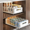 YunNasi Pull Out Cabinet Organizer Slide Out Drawer Storage Shelves Cupboard Organiser Sliding Cabinet Basket for Kitchen No Drilling and Nailing (White, 2Piece 9.8" W X 15" D X 3.9" H)