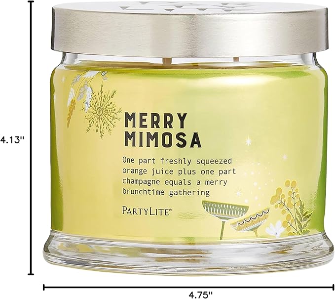 PartyLite 3-Wick Jar Candle, Highly Fragranced Clean Burning Glass Candle, 25-45 Hours Burn Time (Merry Mimosa)