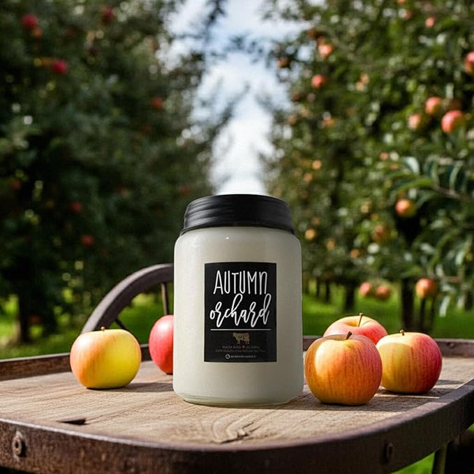 Milkhouse Candle Company - Autumn Orchard - 26oz Beeswax and Soy Candles - Farmhouse Collection - 100% Natural, Paraffin Free, with Premium Fragrance Oil, Glass Jars with Lids