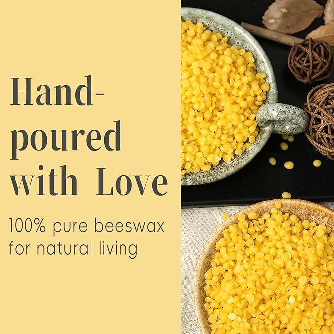 4 Packs 3x6 Inch Beeswax Candles, Large Honeycomb Beeswax Pillar Candles, 45 Hours Burn Time, Natural Pure Bees Wax Candle for Home Decor, Candle Lovers, Air Purify, Gift Sending