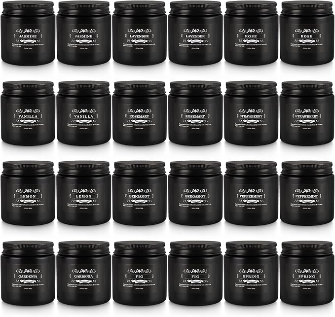 Scented Candle Set 24 Pack,Black, Candle for Home Scented, Odor Eliminating, Stress Relief, Long Lasting Soy Wax Gift Set