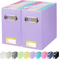 BALEINE File Organizer Box, Cardboard File Folder Organizer with Handle for Letter Size, Portable Collapsible Hanging Filing Box for Home Office Document Storage (2 Pack, Lavender)