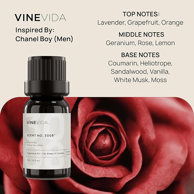 VINEVIDA Scent NO. 3008 Fragrance Oil - 10mL - Inspired by: Boy (Men); Candle Fragrance Oil for Soy Candles - Soap Making Scents
