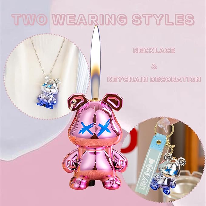 Cute Animal Soft Flame Lighter Cool Creative Design Lighters Butane Refill，Kawaii Cartoon Lighter Accessories，Unique Keychain Lighters for Women Birthday Candles BBQ (Without Butane Gas） (16)