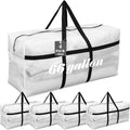 4 Pcs 66 Gallon Extra Large Moving Bags Heavy Duty Storage Bag with Strong Zipper Handle Foldable XXL Jumbo Storage Tote Packing Moving Box for College Dorm Travel Cloth Duffle (Clear)