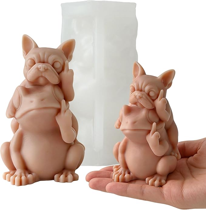 Couple Dog and Frog Animal Cylinder Candle & Resin Mold - Resin Casting Silicone Molds for Home Decor & Candle Making Wave Spiral Mold