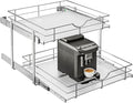 WelFurGeer 2-Tier Kitchen Cabinet Pullout Shelf and Drawer Organizer, Soft Close Pantry Pull Out Shelves, Heavy Duty Pull Out Cabinet Organizer with Shelf Liner for Kitchen Cabinets, Pantry Storage