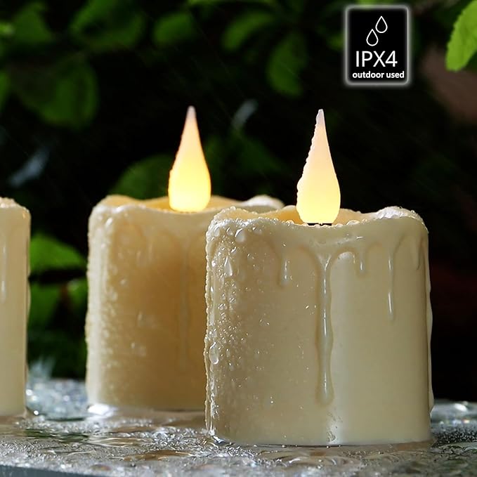 Rechargeable Flameless LED Votive Candles with Timer Remote - 2'' x 3'' Waterproof Flickering Tealights Candle - Battery Operated Pillar Candles for Wedding, Party and Holiday Decor - 6PCS