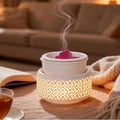 Ceramic Candle Warmer and Wax Melt Warmer with 7 Colors LED Night Light and 1 PC Silicone Liner,4-in-1 Electric Warmer for Jar Candle Wax Cube Essential Oil Coffee, Ideal Gift for Home Office Kitchen