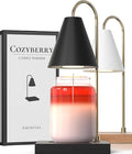 Cozyberry® Candle Warmer Lamp, Timer, Compatible with All Candle Jar, Candle Lamp, Dimmable Melter for Scented Candle, Wax Melt, Small & Large Size Jar Candles (Wood Black, Timer)