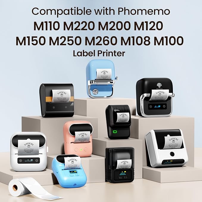 Phomemo Transparent Round Labels Compatible with Phomemo M110 M220 M200 M120 M150 M250 M260 M108 M100 Label Printer, 1.96" x 1.96" (50x50mm) 140 Labels, Clear Thermal Labels
