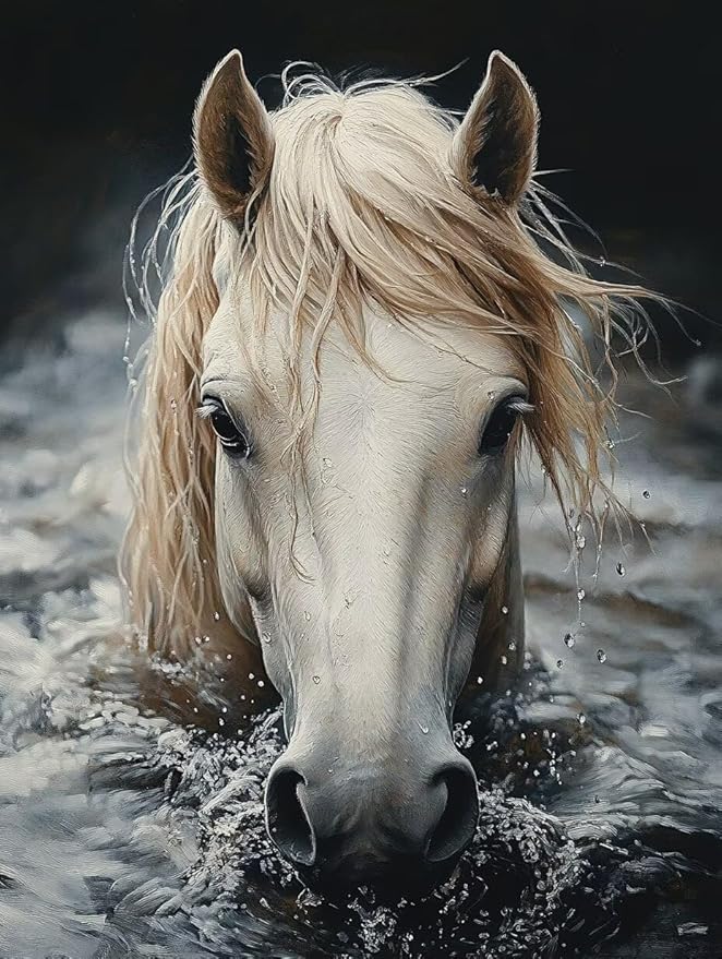 Diamond Painting Kits for Adults Horse Diamond Painting Kits Animal 5D Full Square Drill Strass Crystal Crafts for Adults DIY Art Kit for Beginner, Home Wall Art, Gifts for Women 16x24in Q-G85364