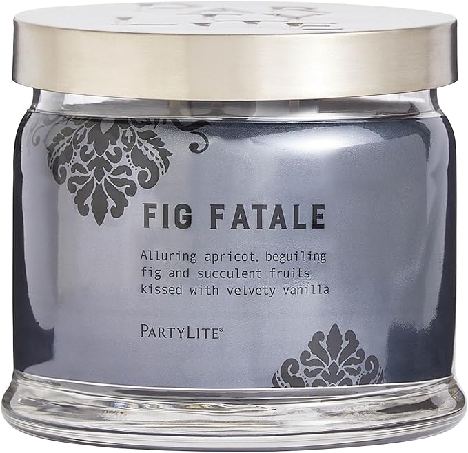 PartyLite Fig Fatale Scented, Notes of Apricot, Green Fig, Peach, Mango, Strawberry and Vanilla,13.2oz 3-Wick Jar Candle, 45 Hour Burn Time, Luxurious Fragrance, Perfect for Gifting