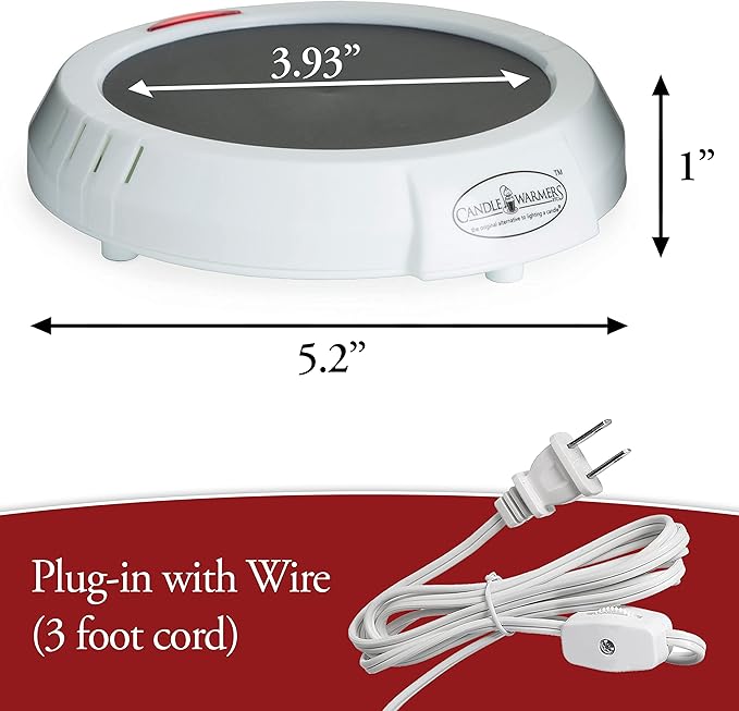 Candle Warmers Etc. Original Candle Warmer Plate (White, Plug-in) – Electric Candle Wax Melter Plate for jar Candles