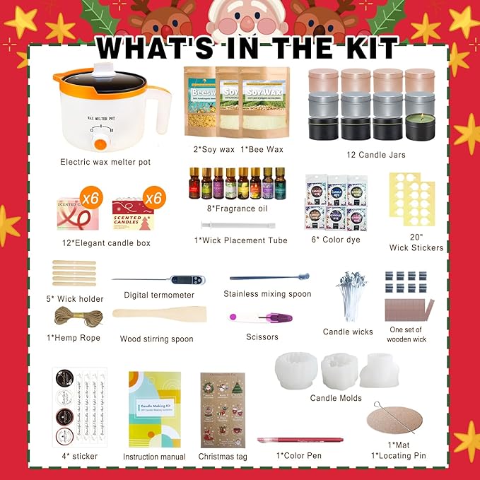 Ksedcon Complete Scented Candle Making Kit for Adults Includes 2lb Soy Wax, 1lb Beeswax, Jars, Wax Melt Starter Kit with Moulds- Perfect DIY Gift!