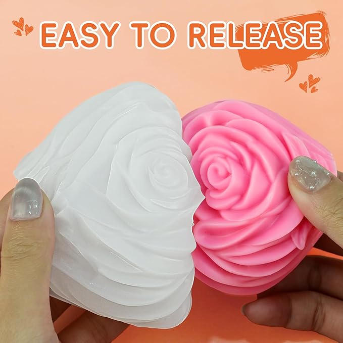Rsoe Candle Molds, 3D Heart Shaped Rose Flower Silicone Molds for Candle Making, Handmade Soap, Love Roses Resin Casting, DIY Home Decor Valentine's Day Mothers Day Gift
