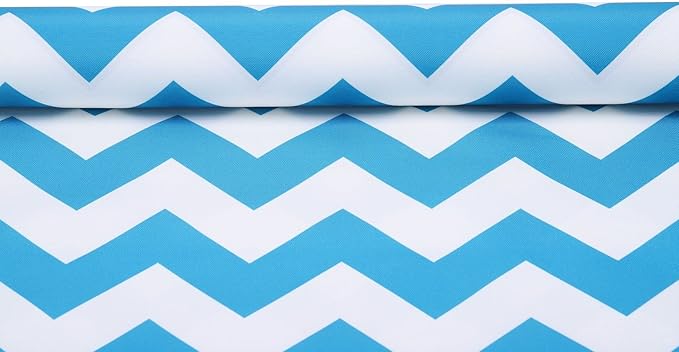 Mybecca Canvas Oxford Fabric Marine Waterproof Outdoor Awning 600 Denier Chevron Pattern Aqua Blue/White (Cut Separate by Yard for Prime Orders-1 Yard) (60"x36")