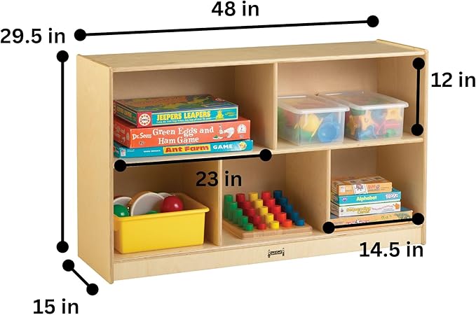 Jonti-Craft Low Single Mobile Storage Unit Shelves, 29.5 x 48 x 15 in,Yellow