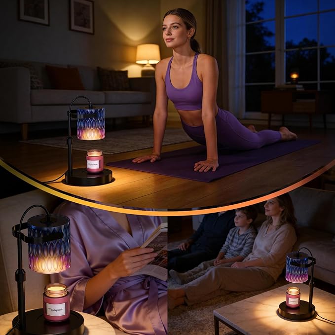 Candle Warmer Lamp with Timer & Dimmable 4-Level Brightness - Adjustable Height,for New Home Bedroom, Gifts for Women(Blue)