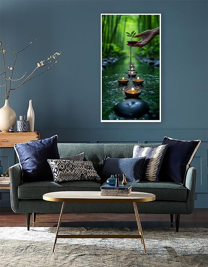 Landscape Diamond Art Kits Adults, 5D Diamond Painting Candle, DIY Round Full Drill Crystal Art Kits for Adults, Rhinestone Embroidery Cross Stitch Gem Paintings for Room Decor, Gifts 36x72in CV0M-2R
