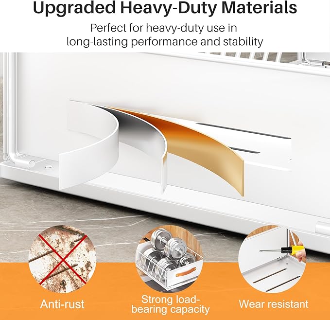 Pull out Cabinet Organizer,Heavy Duty Slide out Pantry Shelves Drawer Storage with Adhesive Nano Film,Sliding Mesh Cabinet Basket with Handle for Kitchen, Bathroom, Home, 15.8"W X 21"D X 6.2"H,White