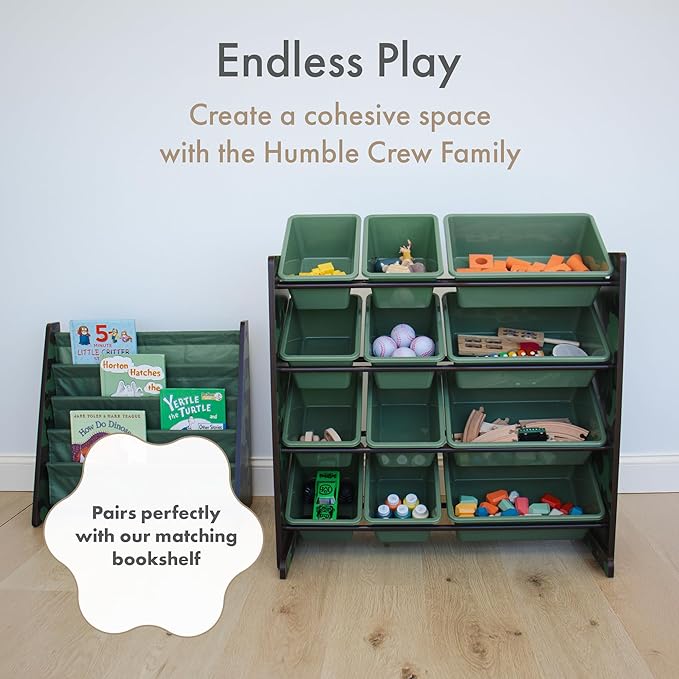 Humble Crew Kids Toy Storage Organizer with 12 Plastic Bins, Camo – Removable Bins for Playroom, Bedroom, Toddler Furniture for Boys and Girls Ages