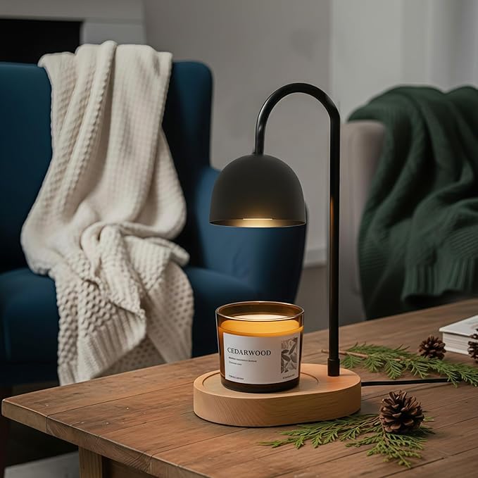VOHO Cedar Wickless Candles Ideal for Candle Lamp Warmer, 9oz Soy Candle with Stirring Spoon & Lid, Cedarwood Wickless Candles for Candle Warmer Lamp, Winter Holiday Gifts for Men & Home Scented