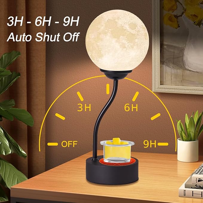 Candle Warmer Lamp with 7 Colors Moon Lamp, Electric Candle Warmer with Timer, Gifts for Mom, Vintage Wax Melt Warmer for Scented Wax for Jar Candle with Glass Cup, Metal Glass Resin Material