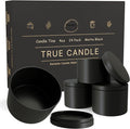 True Candle Tins for Making Candles - 24 Pack of 4 oz Black Candle Containers Bulk 4oz - Empty tins with lids for Candles - Premium Metal Jars, DIY Vessels | Painted Outside and Inside | Matte Black
