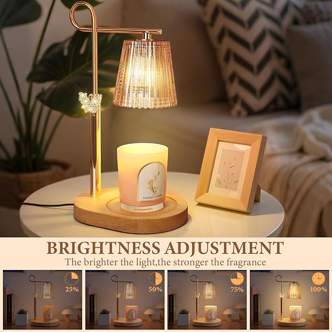 SHARE&CARE Candle Warmer Lamp - Valentine's Festive Metal Wax Melter with Timer & 4 Dimming Modes, Gift-Ready for Women, Christmas, Birthday, Women Gift for Mom, Wife,Her (Glod-Bu)