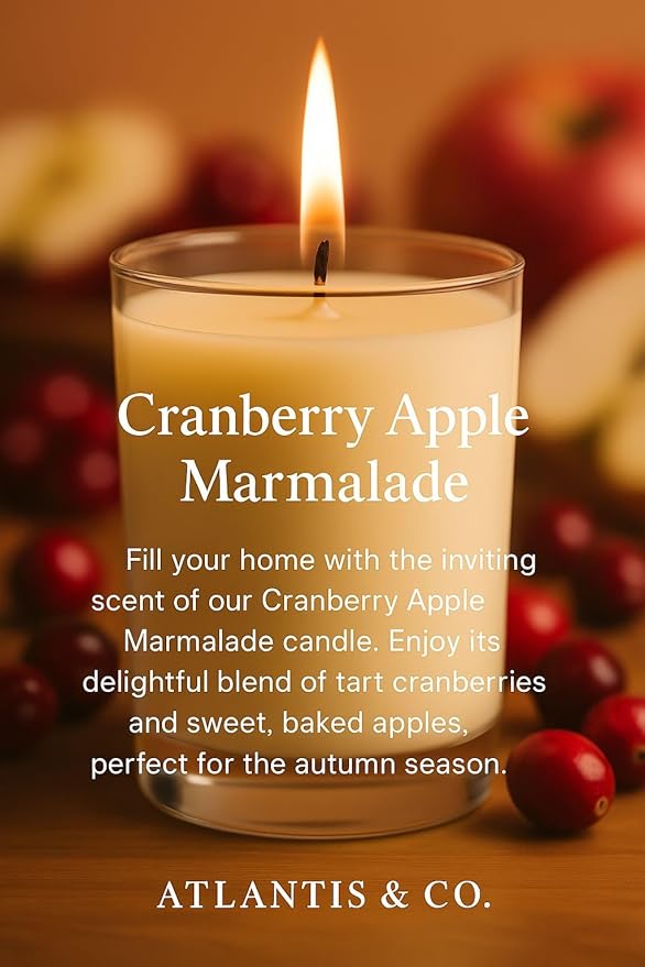 Cranberry Scented Candle, 8oz Jar with Long-Lasting Burn, Giftable, Holidays,Birthdays