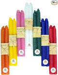 Lacaser Natural Beeswax Taper Candles Bulk, Colored Candlesticks in Rainbow Colors, Smokeless & Unscented, 9" Long Candle Sticks, Burning Time 4 Hours,14pcs