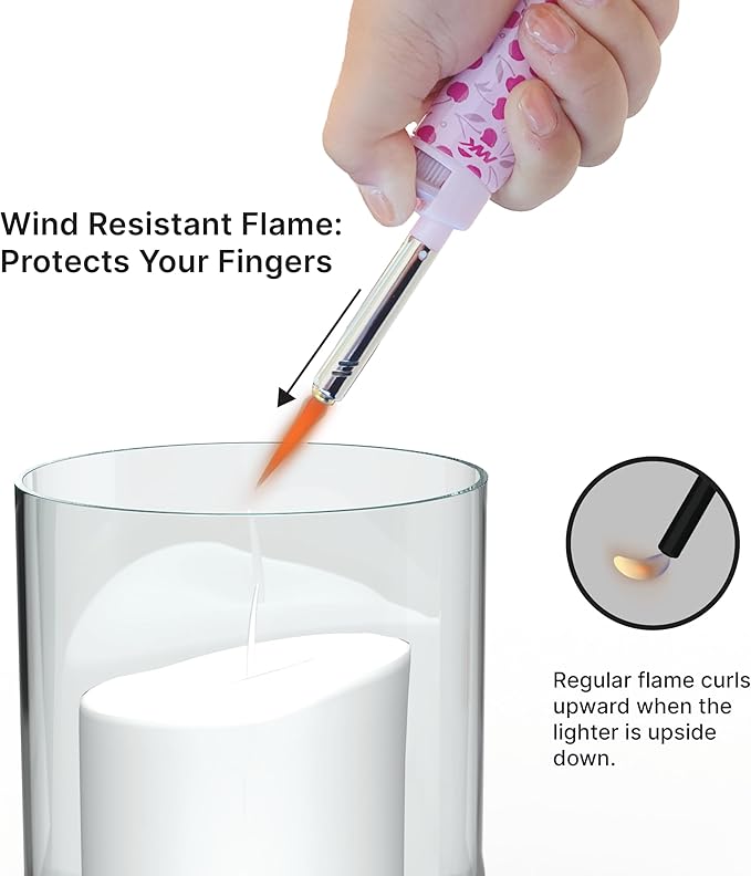 MK Candle Lighter, Butane Refillable Wind-Resistant Flame, 4-Pack for BBQ, Camping, Outdoor Use (Charm-5PC)