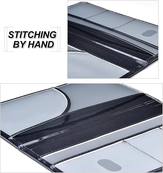 HERRIAT Car Registration and Insurance Card Holder,Glitter Leather Vehicle Glove Box Automobile Documents Paperwork Wallet Case Organizer for ID, Key Contact Information Cards,Men&Women