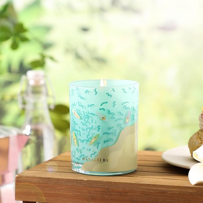 Hanalei Bay Candle,Spring Summer Candles,Sea Salt & Ocean Scented Candles,Ocean Gifts for Friend,Surfer,Sunbather,Beach Lover,Soy Wax Candle for Home Decor,10oz