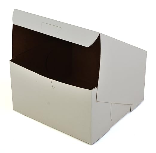SCT 0921 Premium Clay Coated Kraft Paperboard White Non-Window Lock Corner Bakery Box, 7-in. L x 7-in. W x 4-in. H (Case of 250)