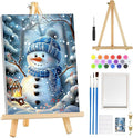 MOGTAA Christmas Paint by Numbers Kit for Adults Beginners with Frame, Christmas Snowman Adult Paint by Number Kits on Canvas with Easel, Easy DIY Winter Oil Painting Kits for Home Decor, 8x12in