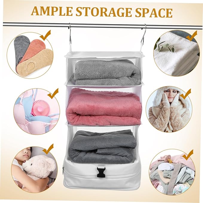 COLLBATH Hanging Packing Cube Durable Travel Organizer with Ample Storage Space Saving Design for Clothes Accessories for Suitcase Closet Storage